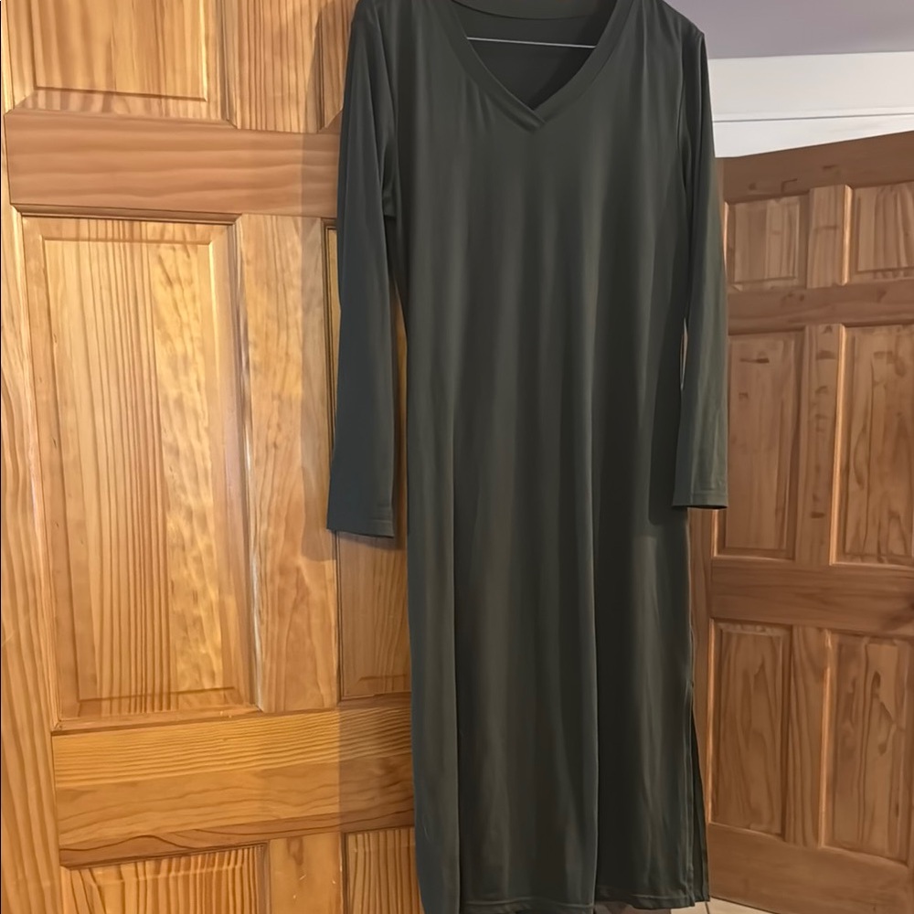 Khaki/olive Green Long Sleeve Dress